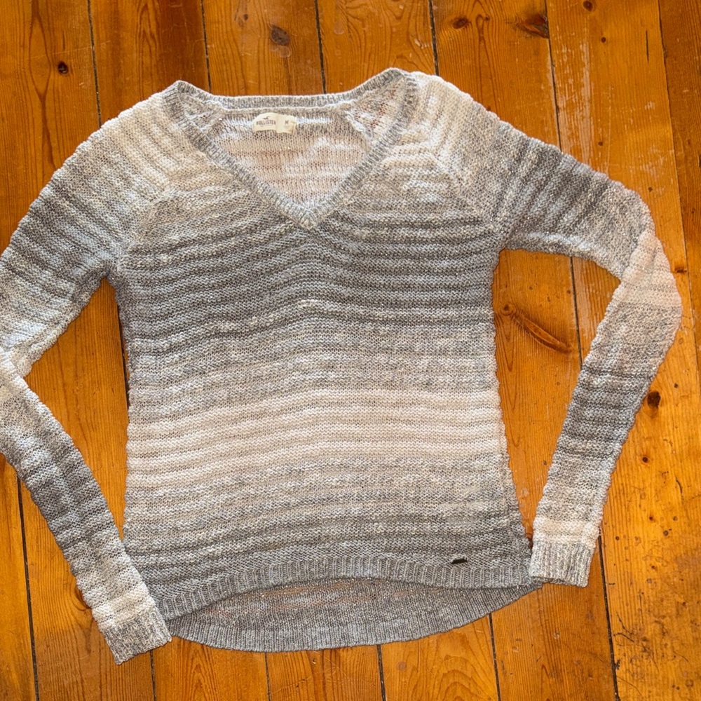 Hollister Gray Ombre V-Neck Sweater